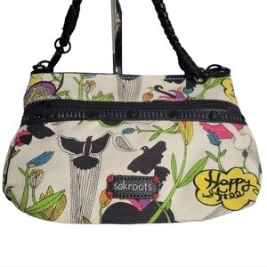 Sakroots Peace Print Campus Mini Crossbody Bag  Braided Leather Strap